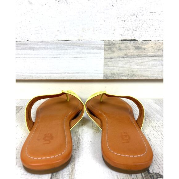 UGG Womens 7 Yellow Leather Tuolumne Thong Slip-On Flat Sandals - Picture 4 of 9